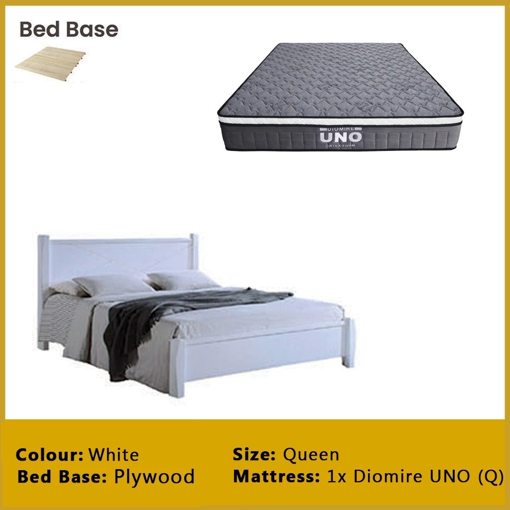 Karon Wooden Bedframe MDF + Veneer With Plywood Base Queen/King Size - w/ Mattress Option