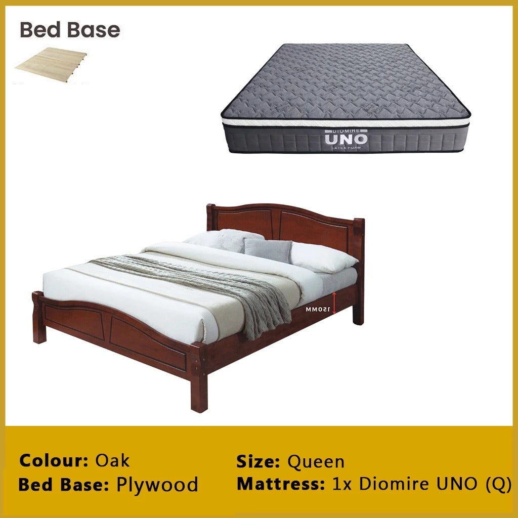 Camden Wooden Bedframe MDF + Veneer With Plywood Base Queen Size - w/ Mattress Option