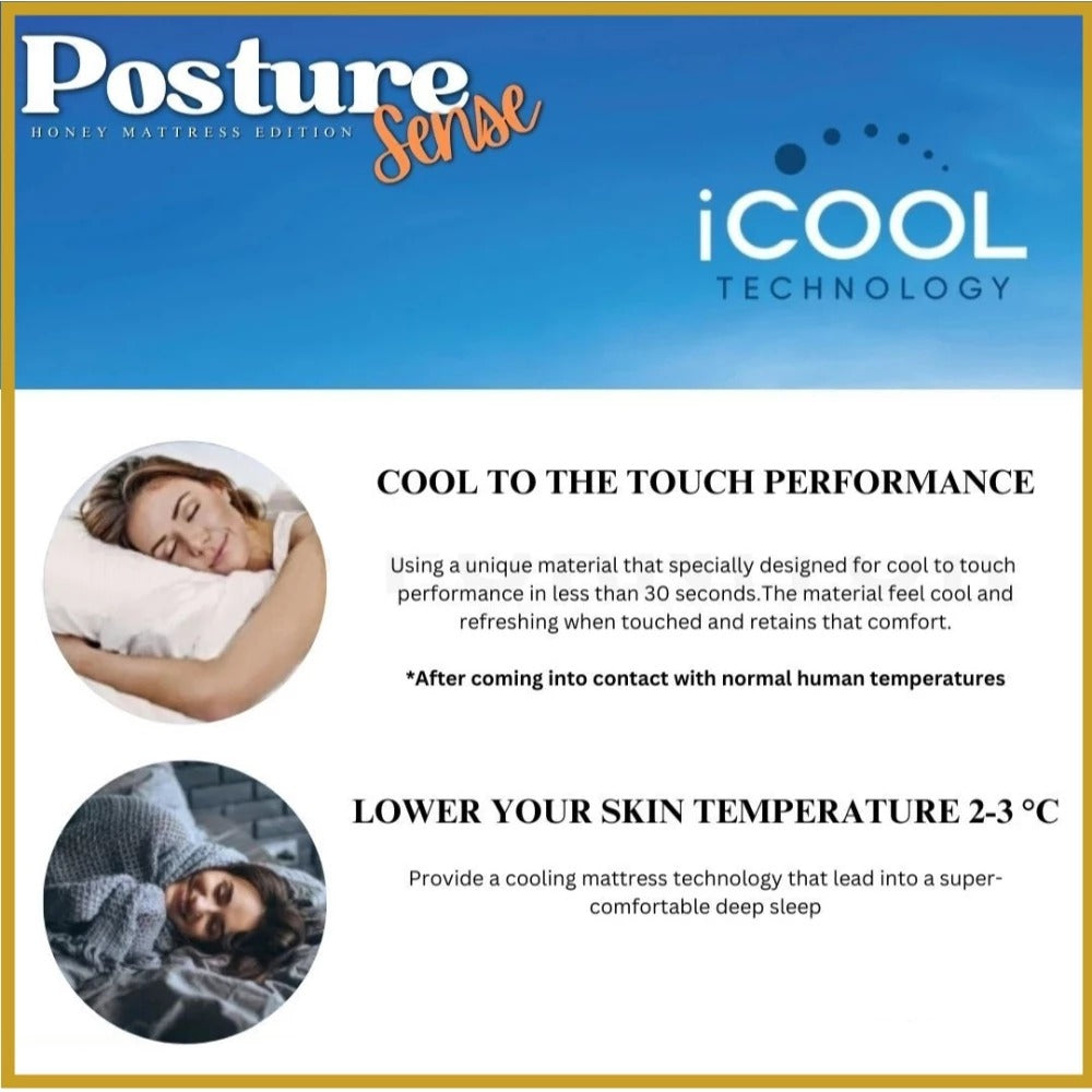 Honey Posture Sense 9" iCOOL Technology/High Density Foam Mattress - All Sizes Available