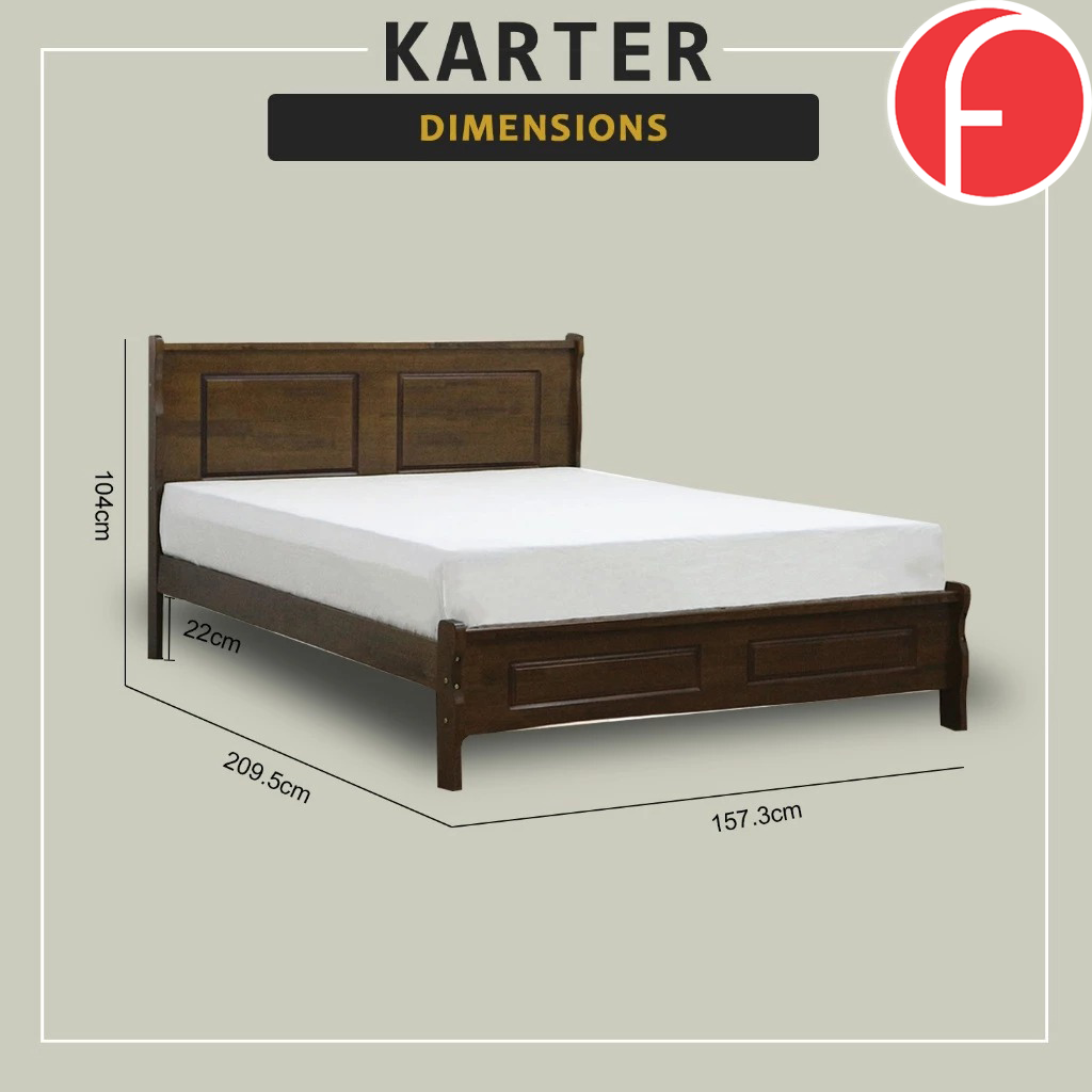 Karter Wooden Bedframe MDF + Veneer With Plywood Base Queen Size - w/ Mattress Option