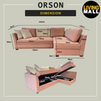 Orson 3-Seater L-Shaped Sofa with Storage High Density Foam w/ PetFriendly Options