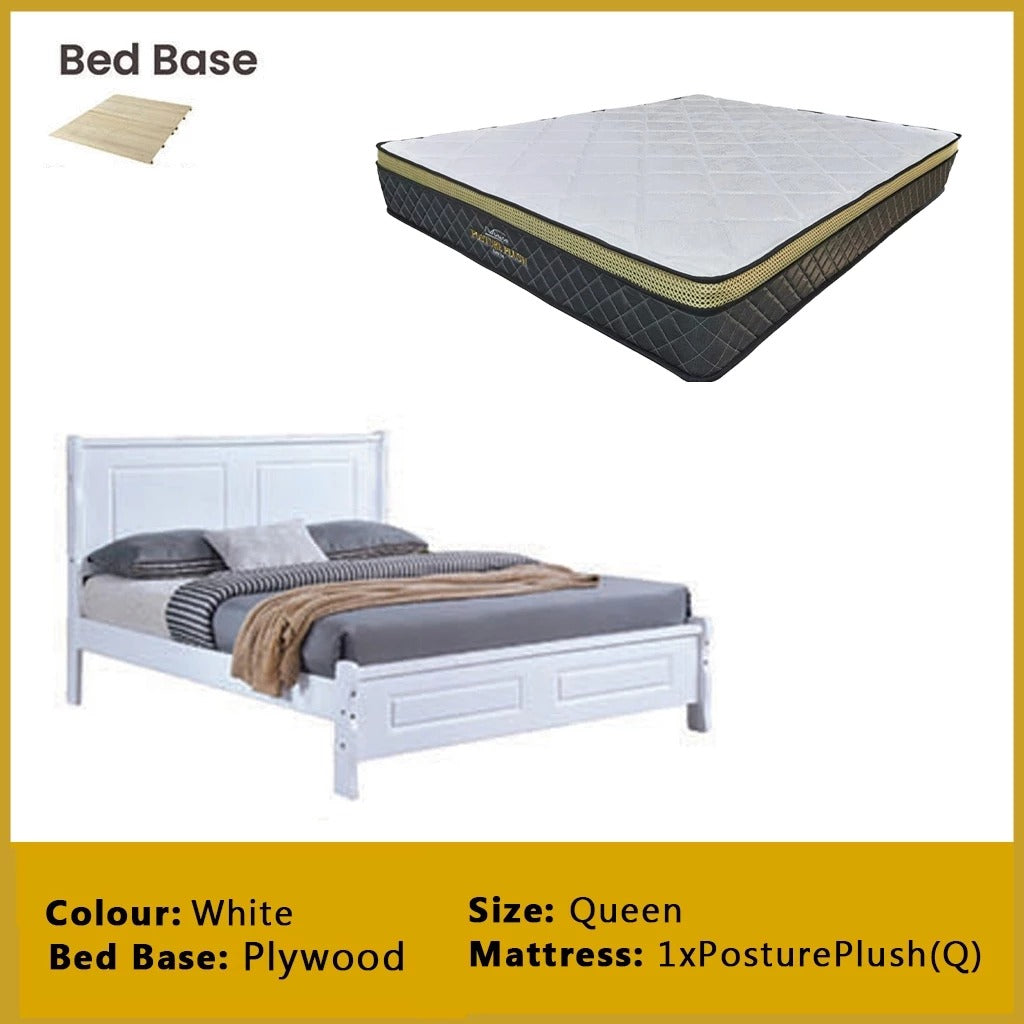 Karter Wooden Bedframe MDF + Veneer With Plywood Base Queen Size - w/ Mattress Option