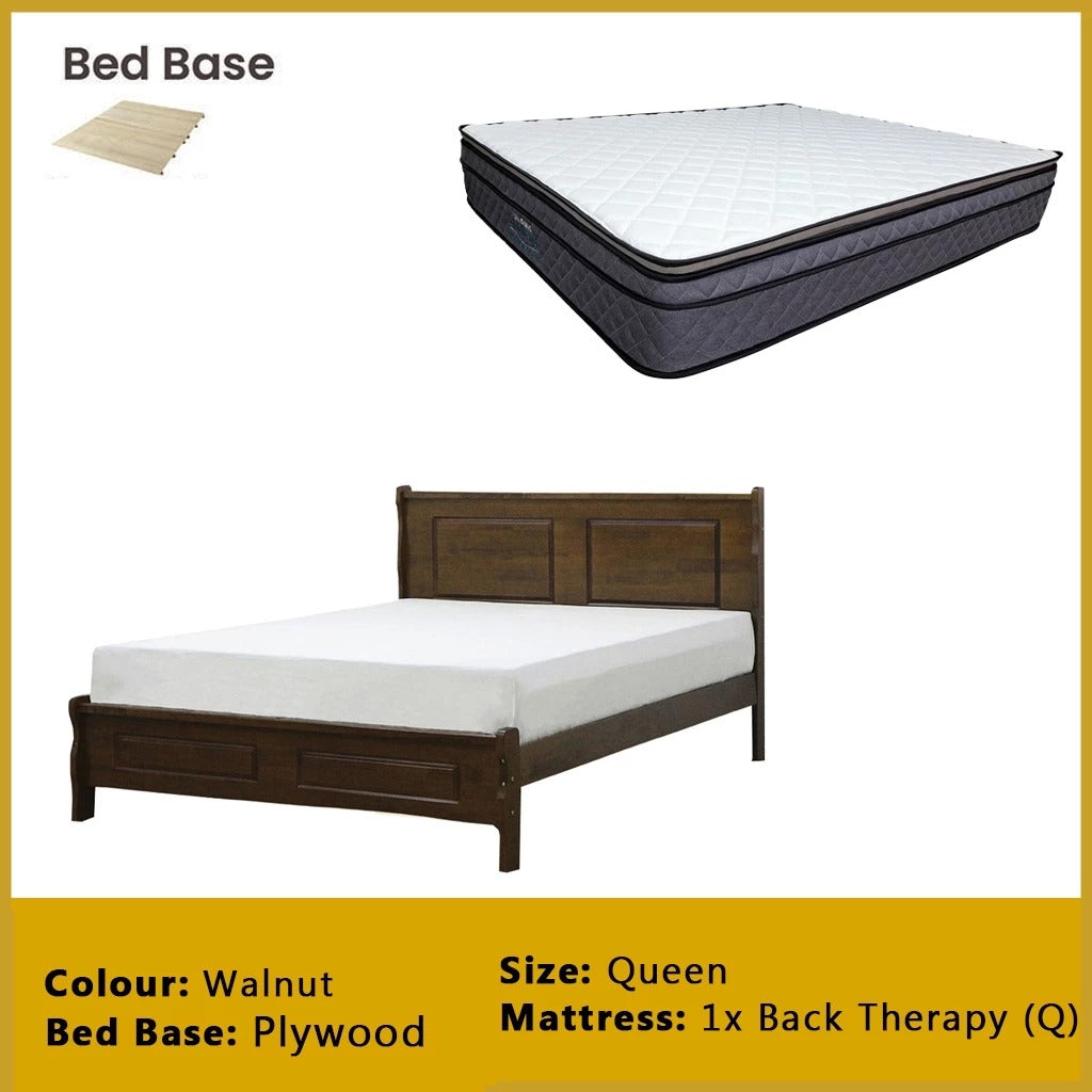 Karter Wooden Bedframe MDF + Veneer With Plywood Base Queen Size - w/ Mattress Option