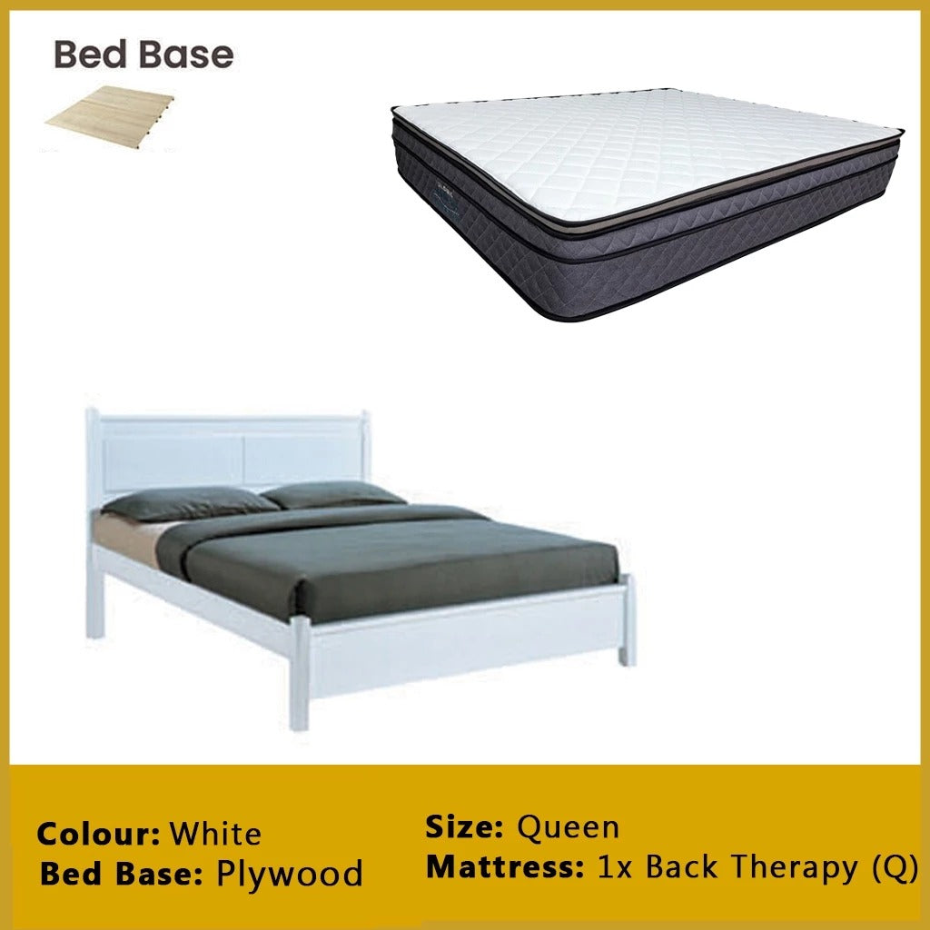 Karson Wooden Bedframe MDF + Veneer With Plywood Base Queen Size - w/ Mattress Option