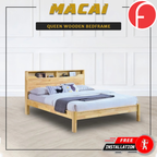 Macai Wooden Bedframe Solid Wood With Plywood Base Queen Size - w/ Mattress Option
