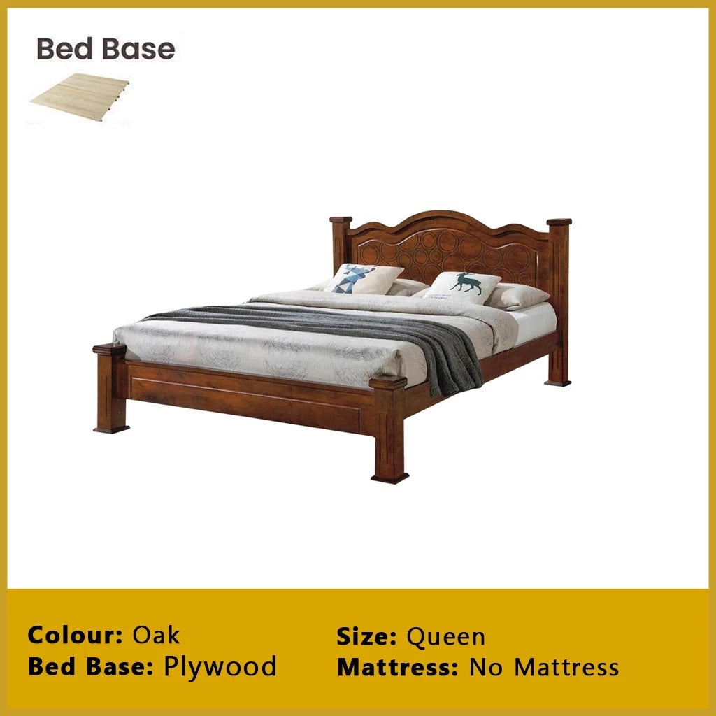 Macen Wooden Bedframe Solid Wood With Plywood Base Queen/King Size - w/ Mattress Option