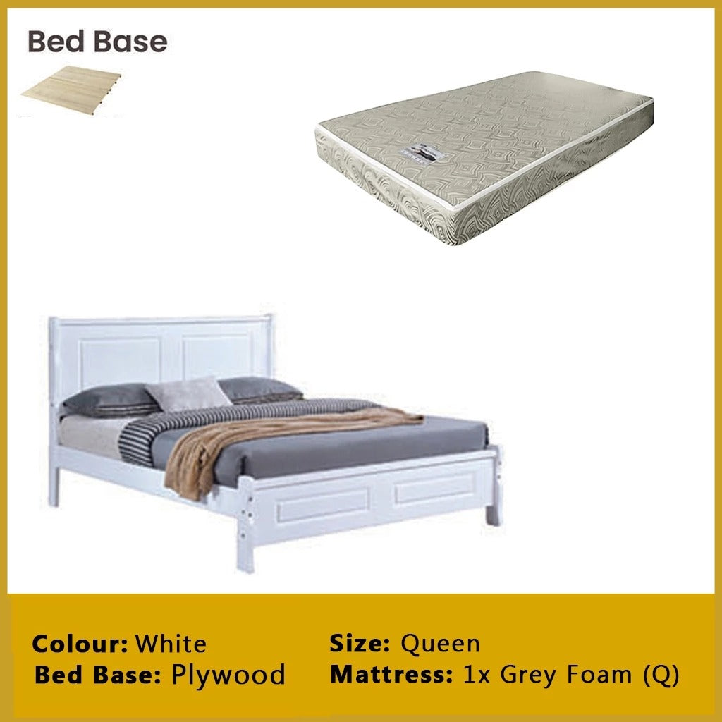 Karter Wooden Bedframe MDF + Veneer With Plywood Base Queen Size - w/ Mattress Option