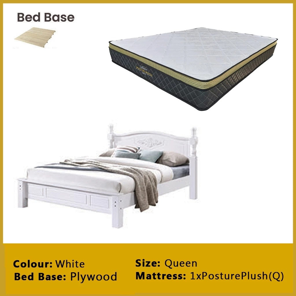 Liam Wooden Bedframe MDF + Veneer With Plywood Base Queen Size - w/ Mattress Option