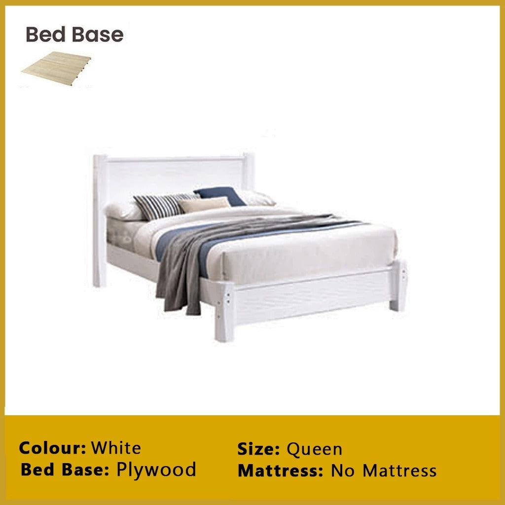 Mason Wooden Bedframe MDF + Veneer With Plywood Base Queen Size - w/ Mattress Option