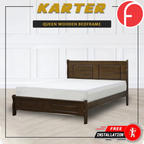 Karter Wooden Bedframe MDF + Veneer With Plywood Base Queen Size - w/ Mattress Option