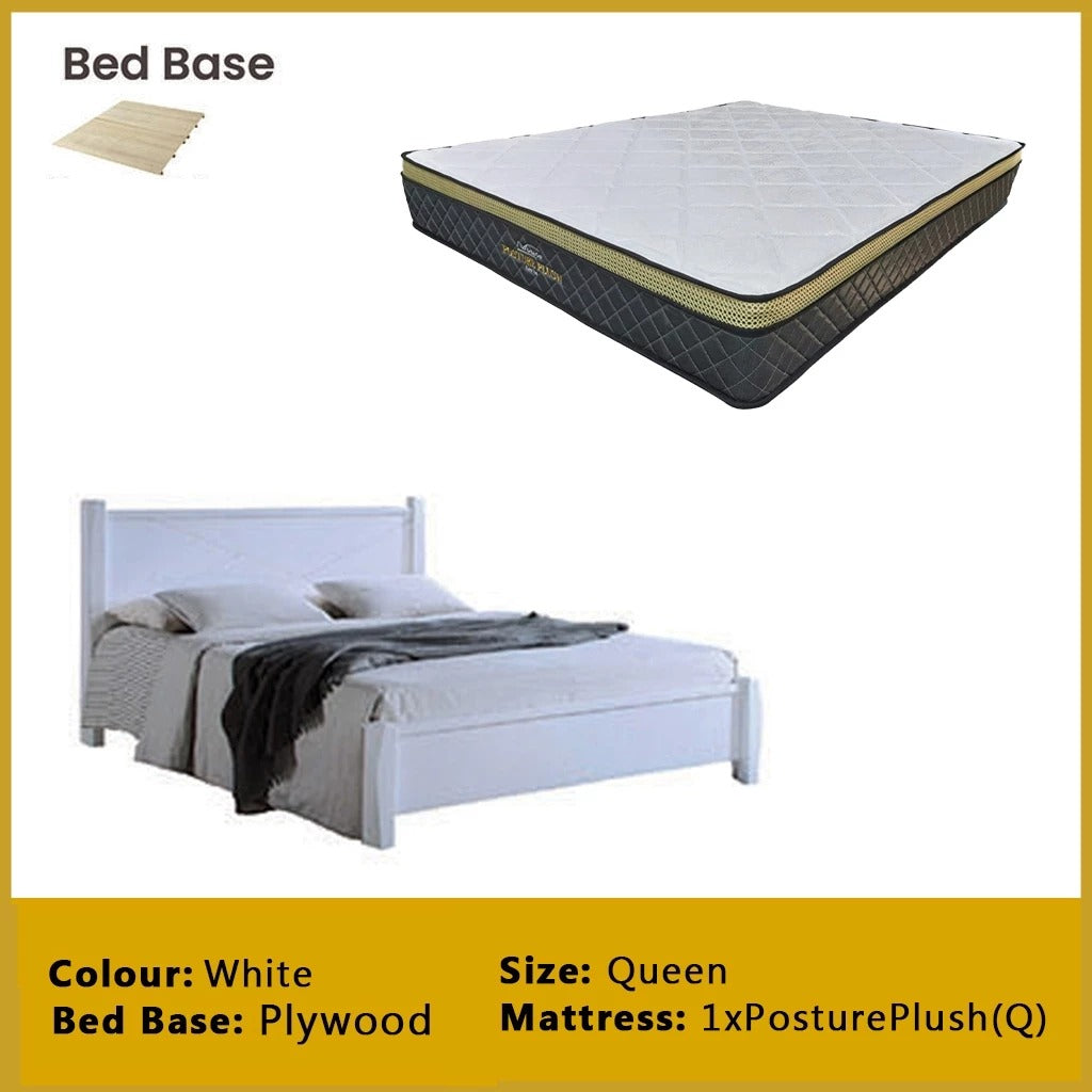 Karon Wooden Bedframe MDF + Veneer With Plywood Base Queen/King Size - w/ Mattress Option