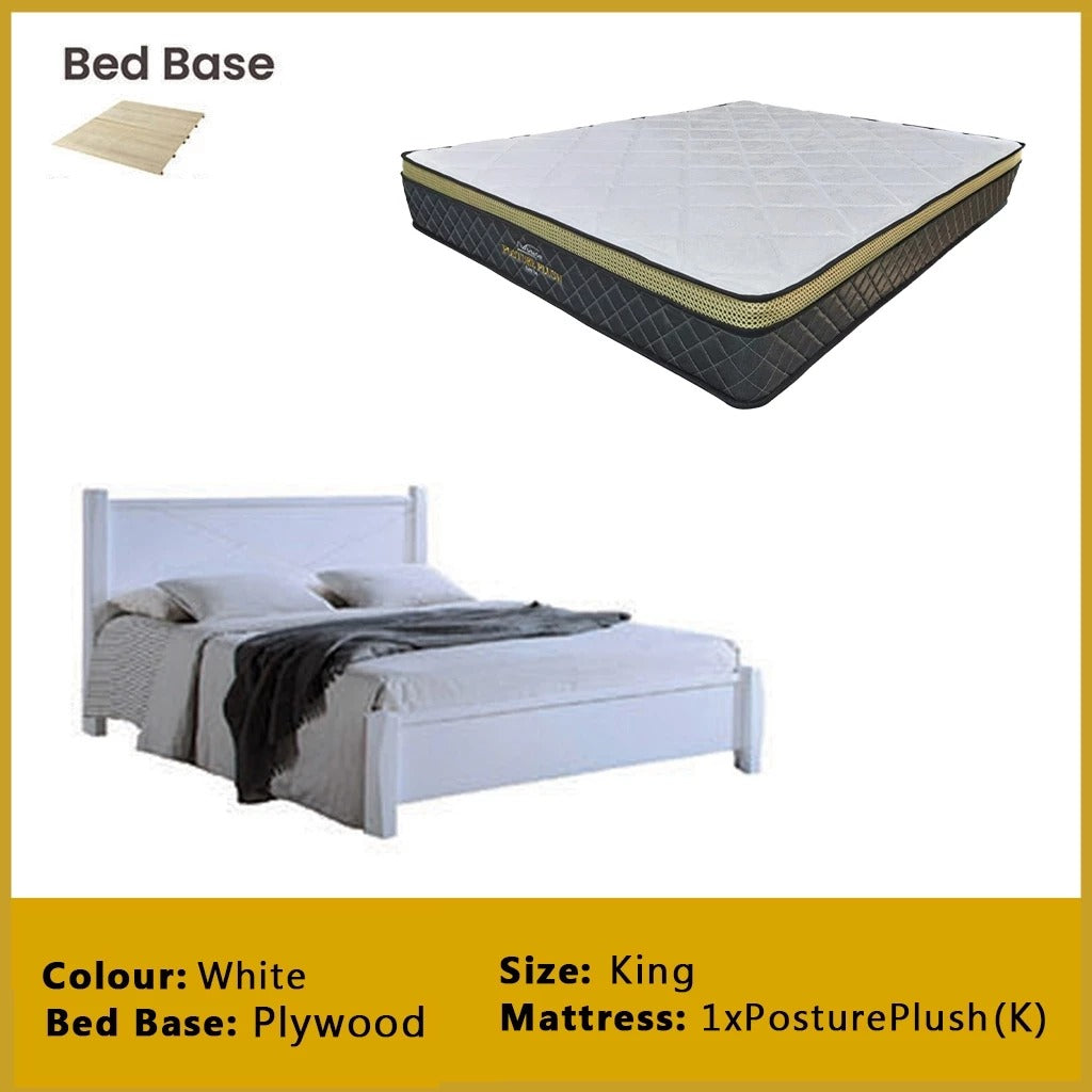 Karon Wooden Bedframe MDF + Veneer With Plywood Base Queen/King Size - w/ Mattress Option