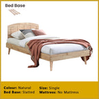 Poppy Single Bedframe Solid Wood Slatted Base  - w/ Mattress Option