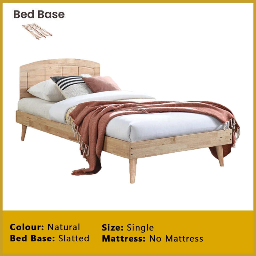 Poppy Single Bedframe Solid Wood Slatted Base  - w/ Mattress Option