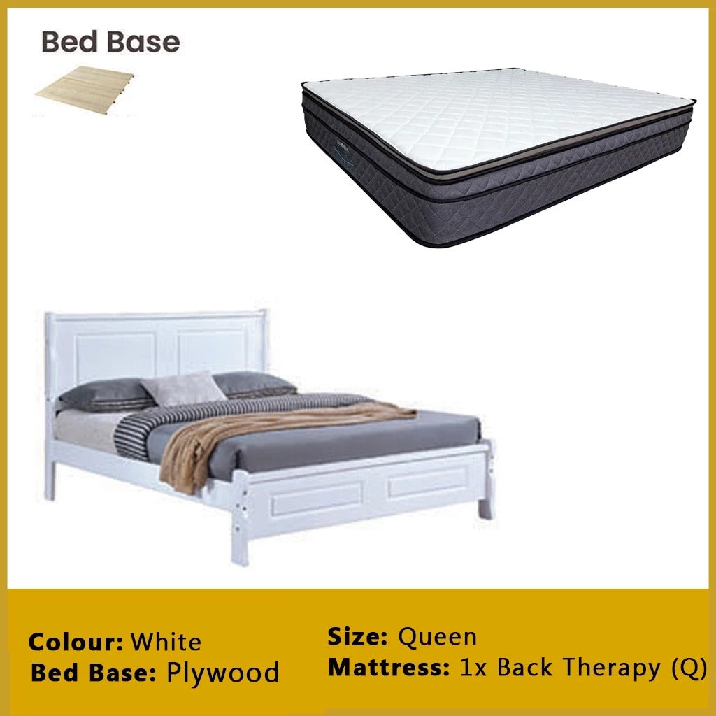 Karter Wooden Bedframe MDF + Veneer With Plywood Base Queen Size - w/ Mattress Option