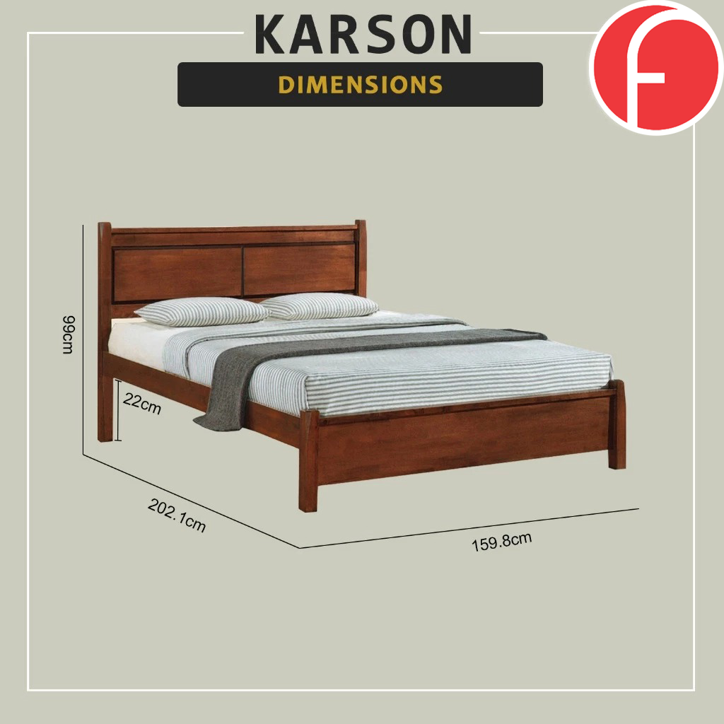 Karson Wooden Bedframe MDF + Veneer With Plywood Base Queen Size - w/ Mattress Option