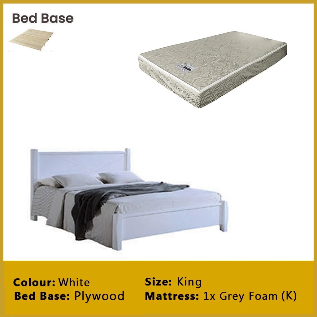 Karon Wooden Bedframe MDF + Veneer With Plywood Base Queen/King Size - w/ Mattress Option