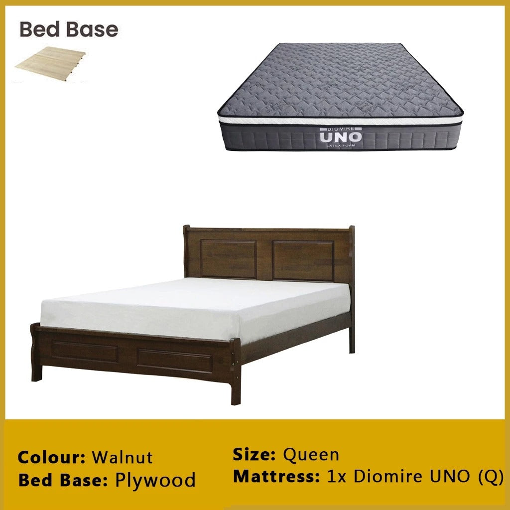Karter Wooden Bedframe MDF + Veneer With Plywood Base Queen Size - w/ Mattress Option