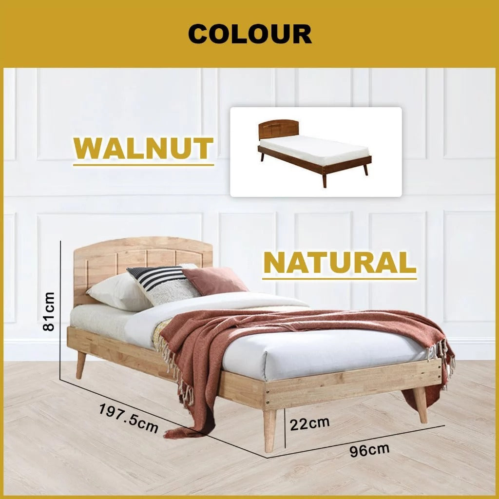 Poppy Single Bedframe Solid Wood Slatted Base  - w/ Mattress Option