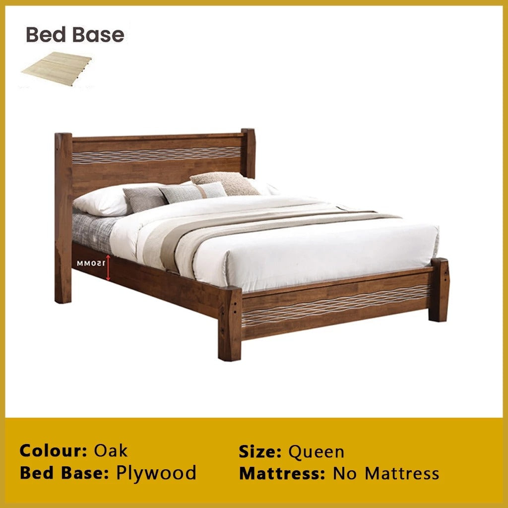 Mason Wooden Bedframe MDF + Veneer With Plywood Base Queen Size - w/ Mattress Option