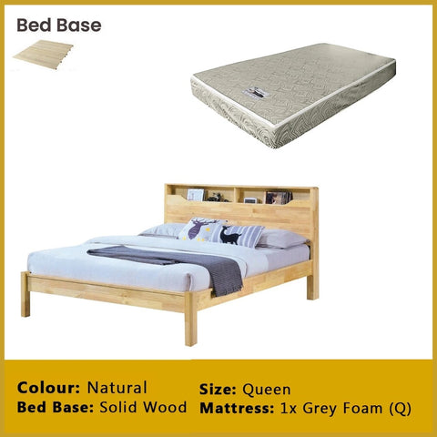 Image of Macai Wooden Bedframe Solid Wood With Plywood Base Queen Size - w/ Mattress Option