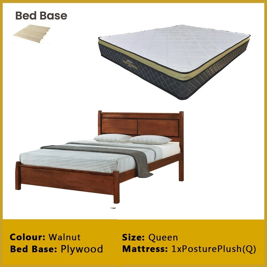 Karson Wooden Bedframe MDF + Veneer With Plywood Base Queen Size - w/ Mattress Option