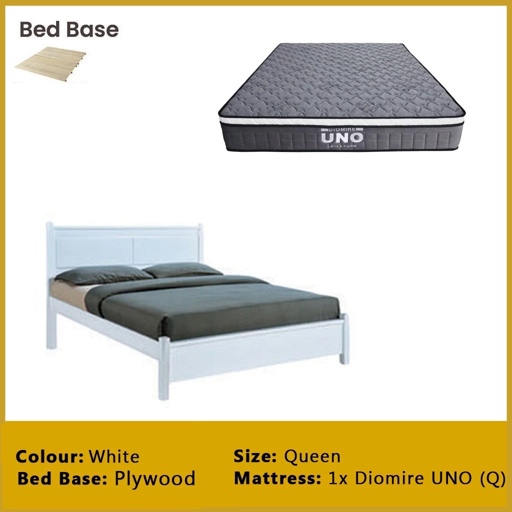 Karson Wooden Bedframe MDF + Veneer With Plywood Base Queen Size - w/ Mattress Option