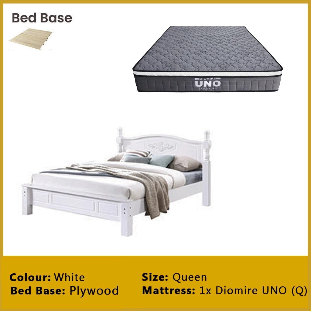Liam Wooden Bedframe MDF + Veneer With Plywood Base Queen Size - w/ Mattress Option