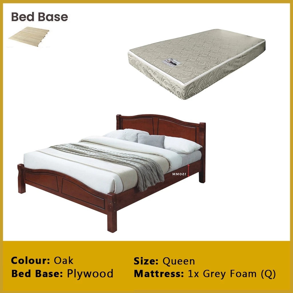 Camden Wooden Bedframe MDF + Veneer With Plywood Base Queen Size - w/ Mattress Option