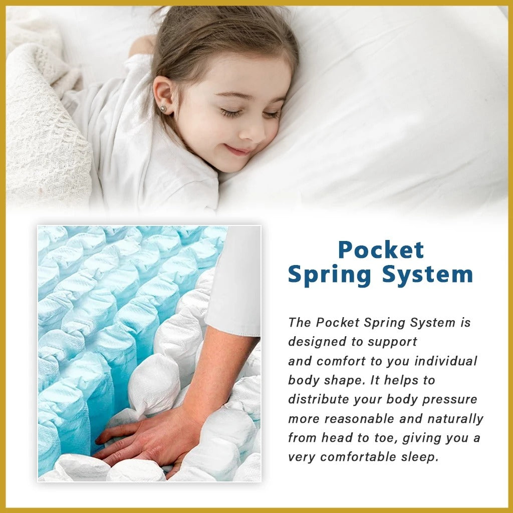Flamingo 12" Queen Size Mattress HEIQ Anti-Bacteria Pocket Spring Mattress