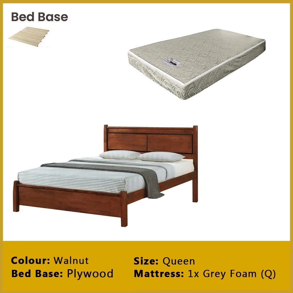 Karson Wooden Bedframe MDF + Veneer With Plywood Base Queen Size - w/ Mattress Option
