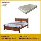Carver Wooden Bedframe MDF + Veneer W/ Plywood Base Queen/King Size - w/ Mattress Option