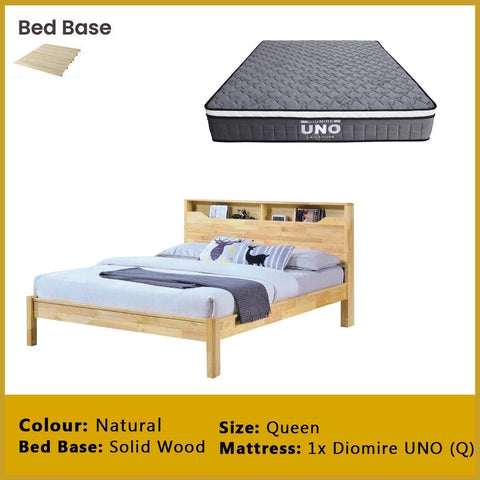 Image of Macai Wooden Bedframe Solid Wood With Plywood Base Queen Size - w/ Mattress Option