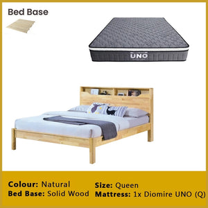 Macai Wooden Bedframe Solid Wood With Plywood Base Queen Size - w/ Mattress Option