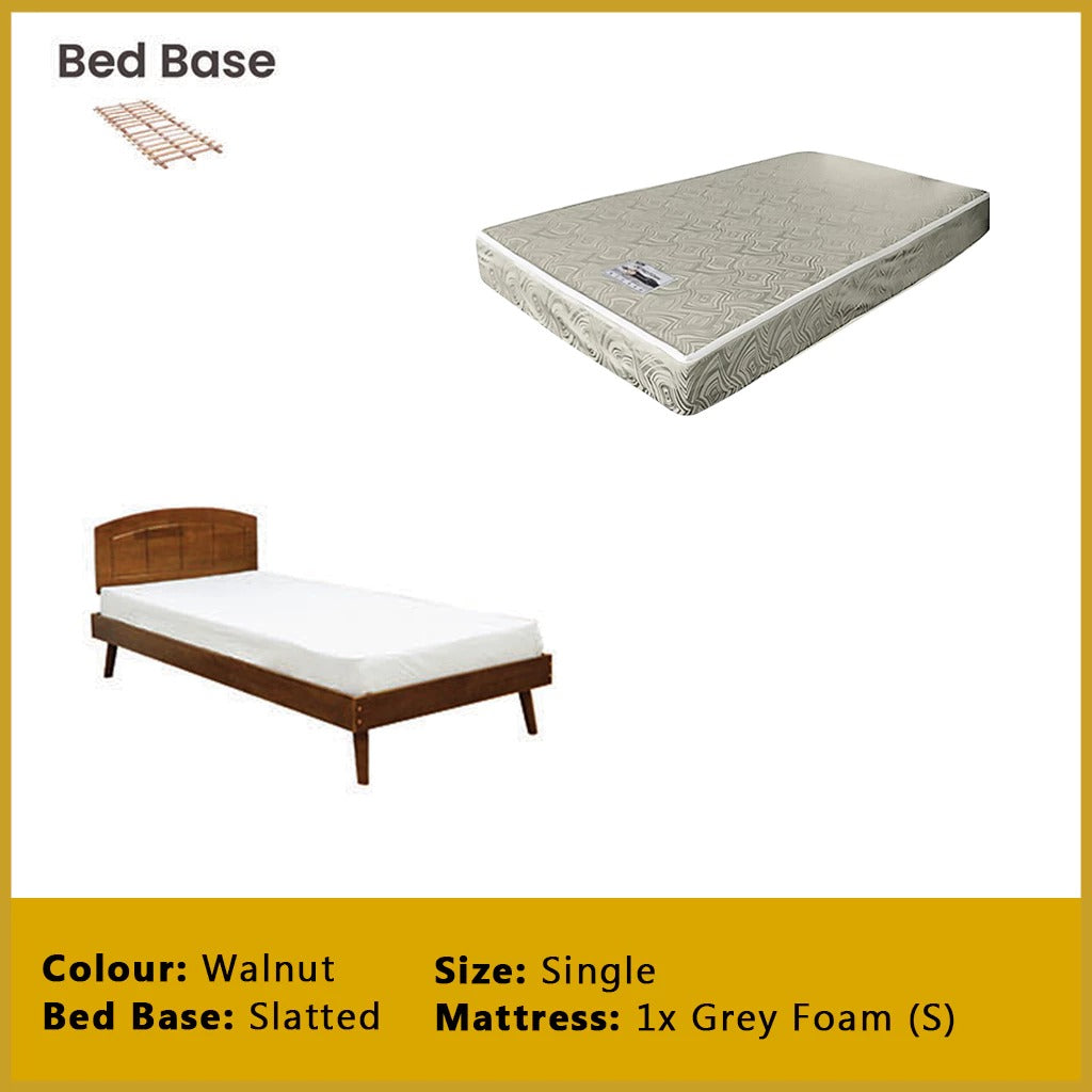 Poppy Single Bedframe Solid Wood Slatted Base  - w/ Mattress Option
