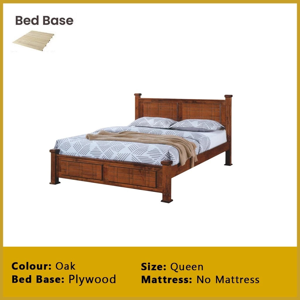 Carver Wooden Bedframe MDF + Veneer W/ Plywood Base Queen/King Size - w/ Mattress Option