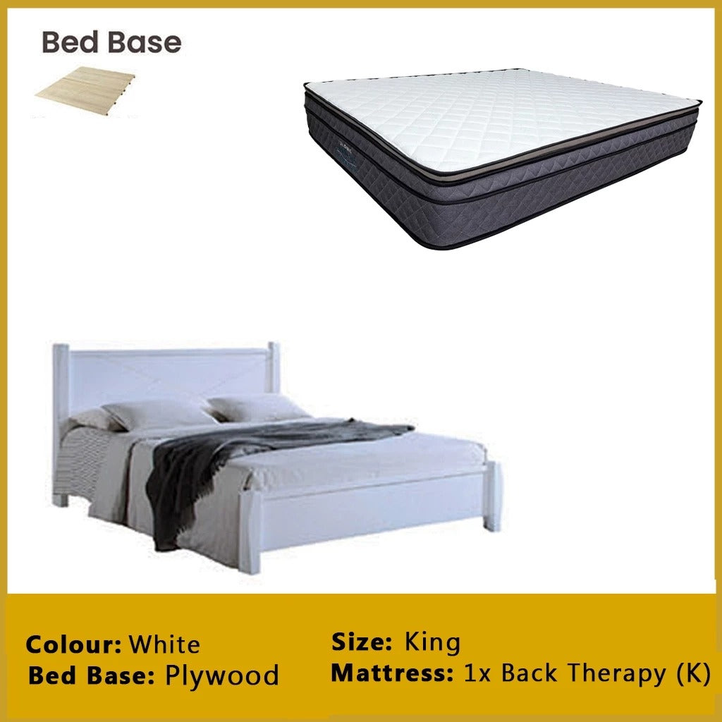 Karon Wooden Bedframe MDF + Veneer With Plywood Base Queen/King Size - w/ Mattress Option