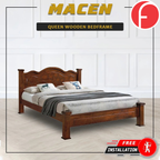 Macen Wooden Bedframe Solid Wood With Plywood Base Queen/King Size - w/ Mattress Option
