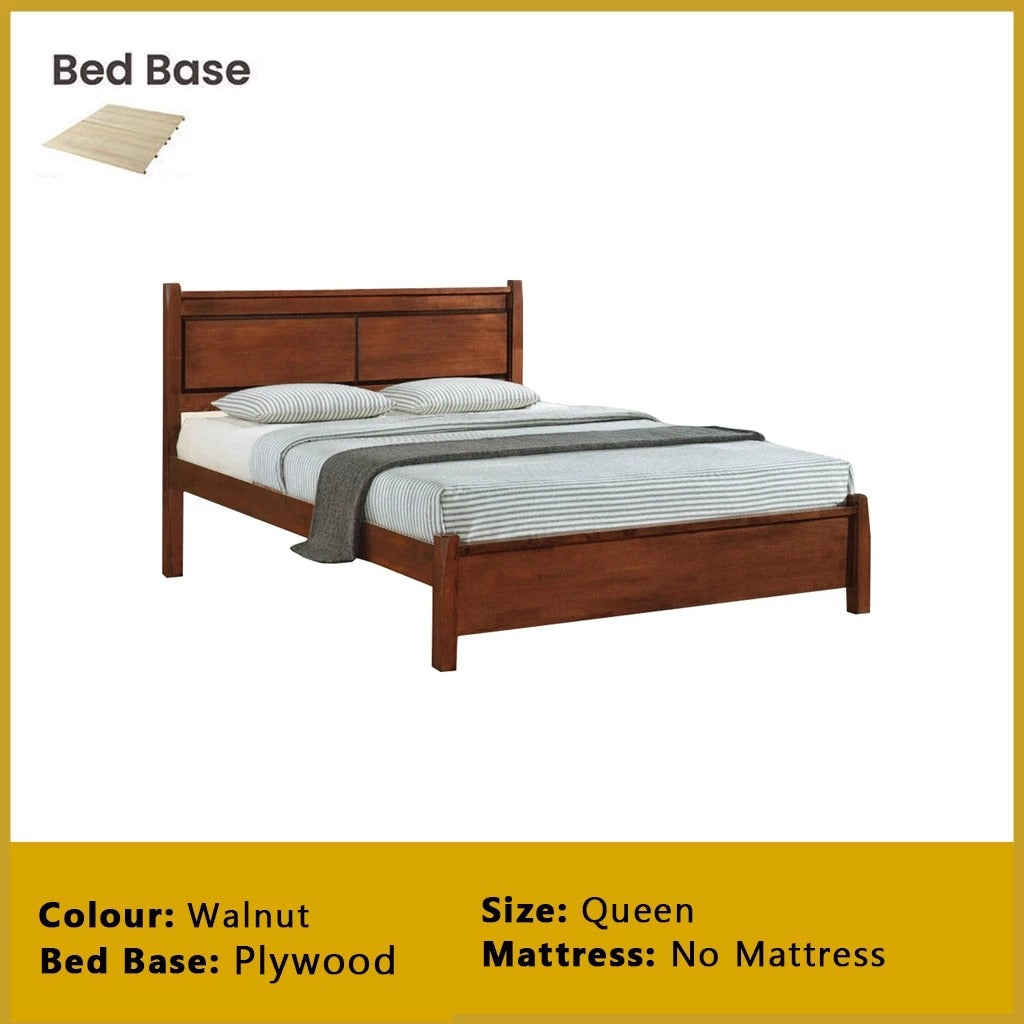 Karson Wooden Bedframe MDF + Veneer With Plywood Base Queen Size - w/ Mattress Option