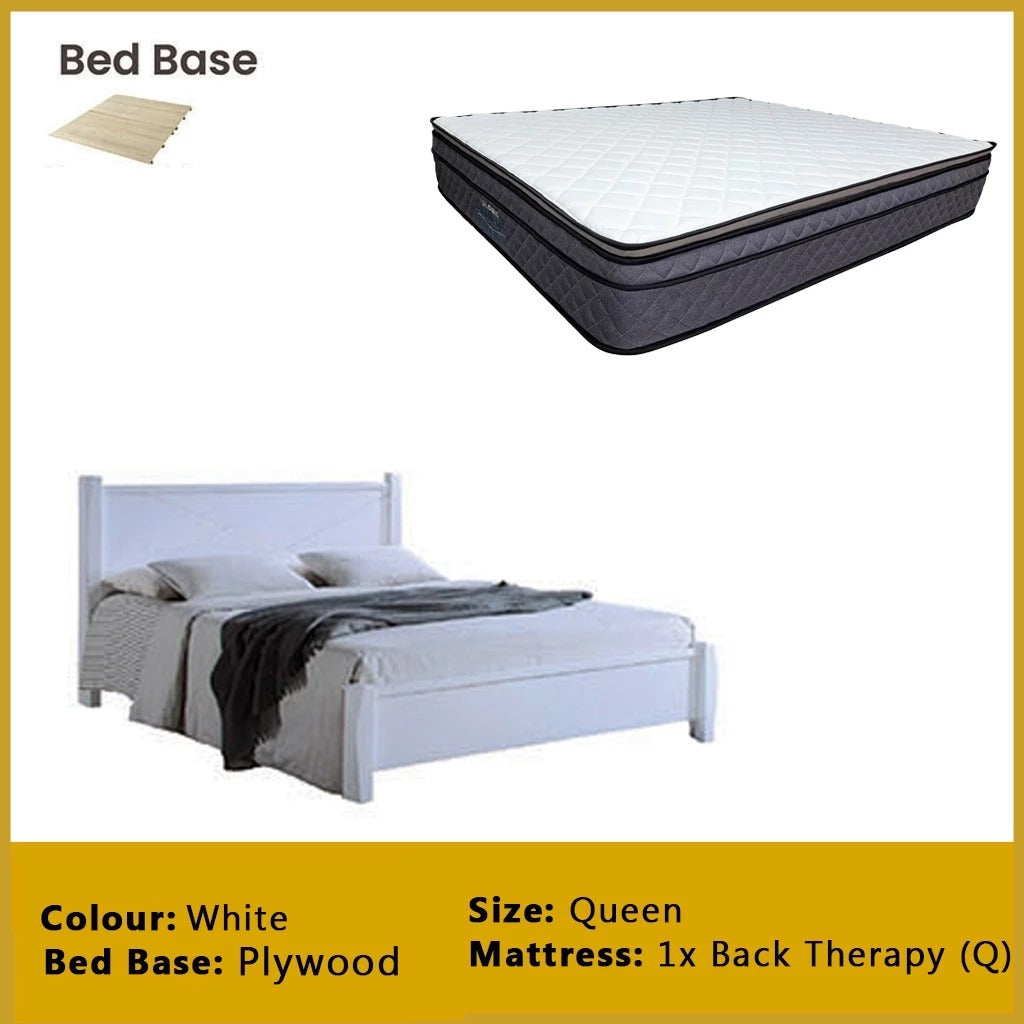 Karon Wooden Bedframe MDF + Veneer With Plywood Base Queen/King Size - w/ Mattress Option