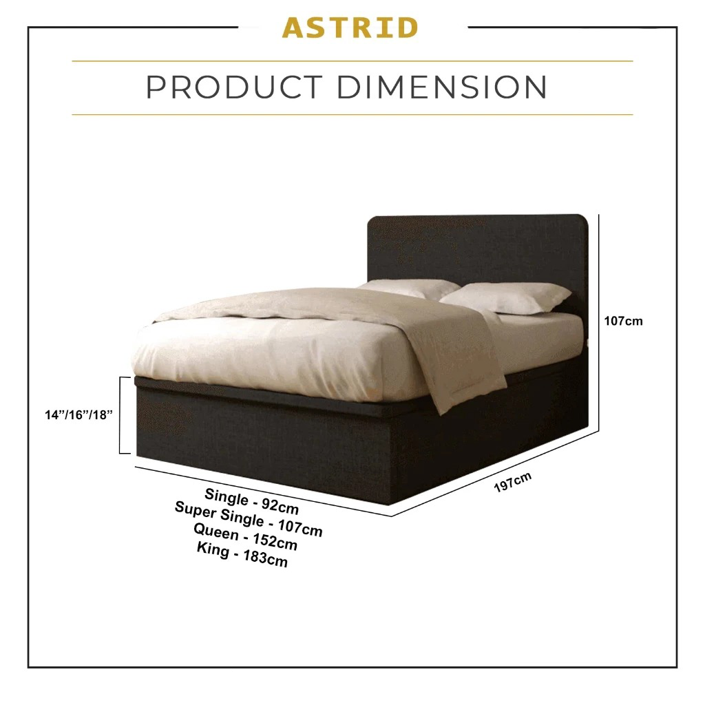Diomire Astrid 14"/16"/18" SBD Storage Bed PetFriendly Scratch-resist Fabric-w/ Mattress