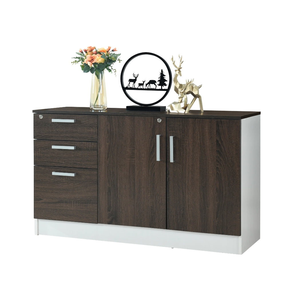 Adrano Sideboard Cabinet Storage Furniture With 3 Drawers 2 Doors with Soft Closing Hinges.