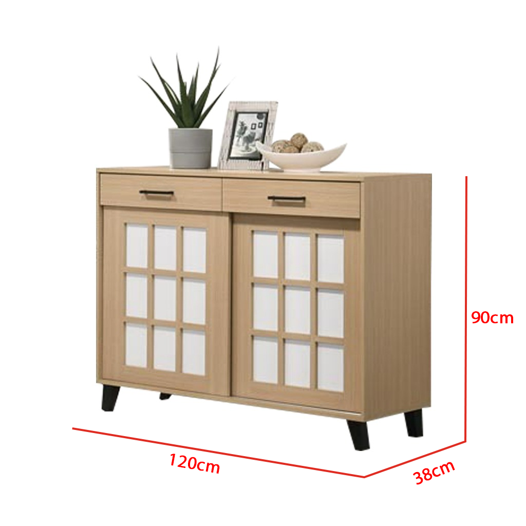 Peony Shoe Cabinet with Shelves + 2 Smooth Gliding Drawers