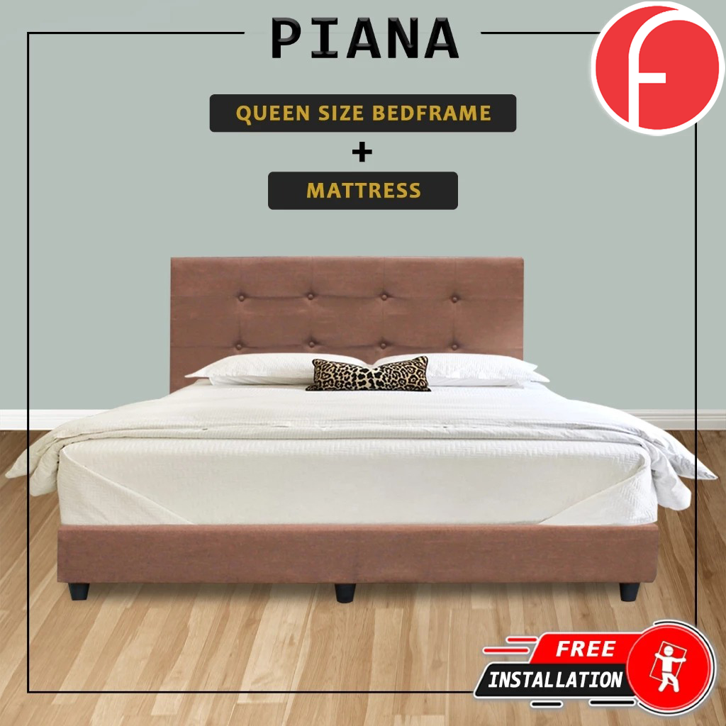 Piana Queen Size Woven Fabric Divan Bed Frame with Mattress Package