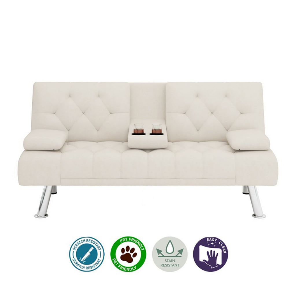 Sofia 6 Feet Leather Sofa Bed In 4 Colours
