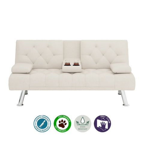 Image of Sofia 6 Feet Leather Sofa Bed In 4 Colours