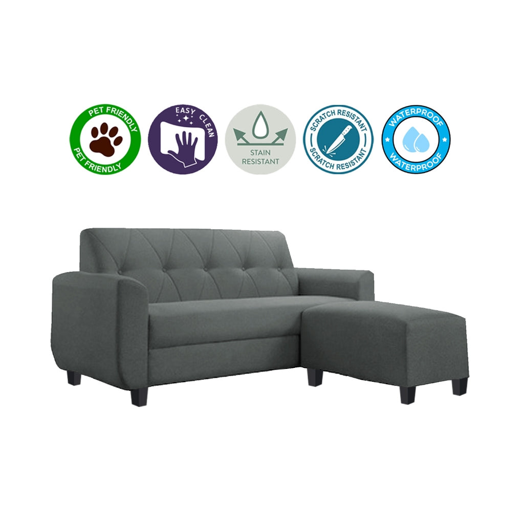 Murray 3 Seater Fabric Sofa with Stool w/ Pet-Friendly Option