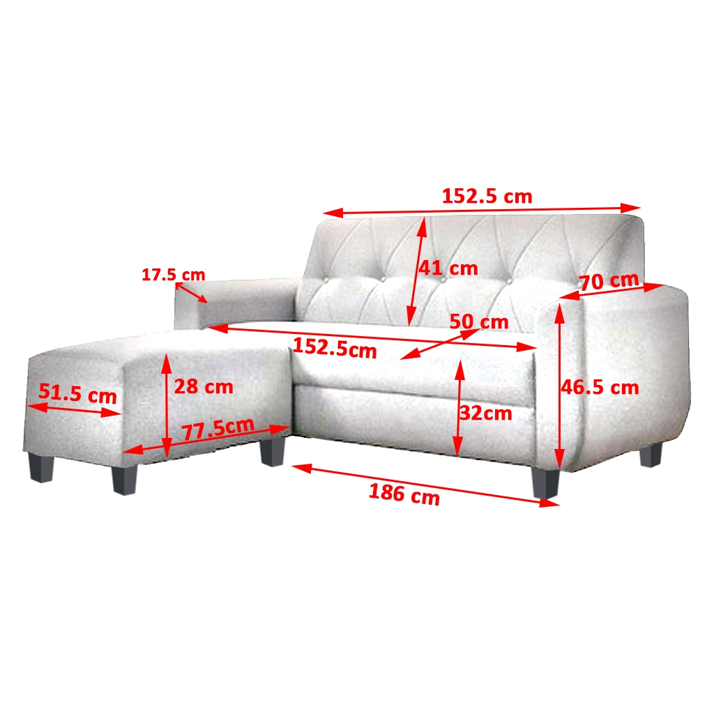 Murray 3 Seater Fabric Sofa with Stool w/ Pet-Friendly Option