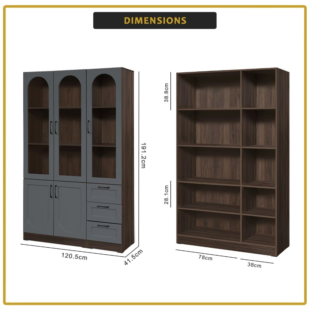 Judy Series Open Shelves Display Cabinet Bookshelf Storage in 3 Colours