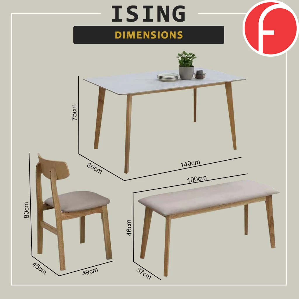 Ising Dining Set with Scratch resistant Sintered Stone Table Top High Density Chair
